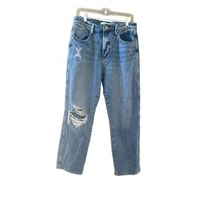 Dogma Womens High Rise Distressed Straight Leg Blue Jeans Size 11 Casual Baggy